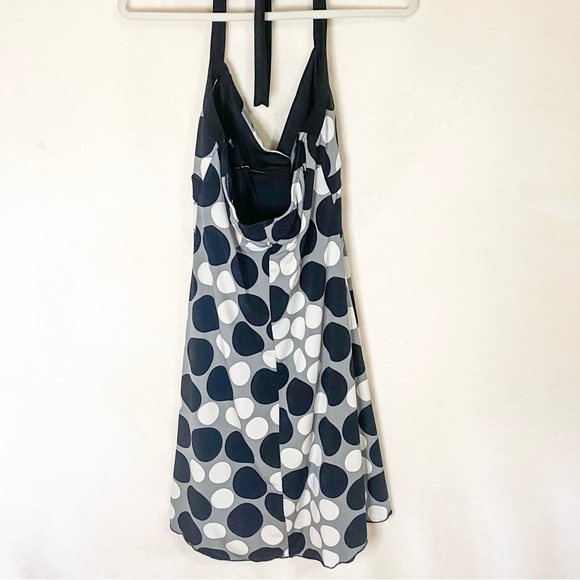 BCX Polka Dot Halter Dress with Peekaboo Ruffle, Black/White/Grey, Medium - Picture 8 of 9